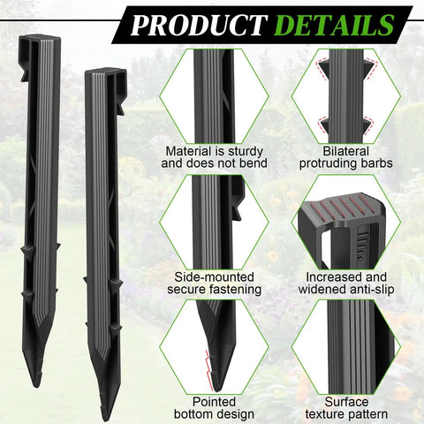 Heavy Duty Plastic Garden Stakes Set For Yard Fencing And Lawn Edging Thickened Ground Stakes With Non Slip Design