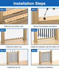 Installation steps for 60 Pack 32 Inch Square Aluminum Deck Balusters Built Like A Tank with black metal spindles.