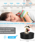 Bosgladek Motorized Rotating Display Stand with dog figurine, 5.12-inch black platform, 40-50 dB low noise suitable for displays.