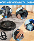 Installation of Heavy Duty Roomba Wheel Tires Replacement Kit For Series 500 600 700 800 900 Robotic Vacuums Durable Natural Rubber