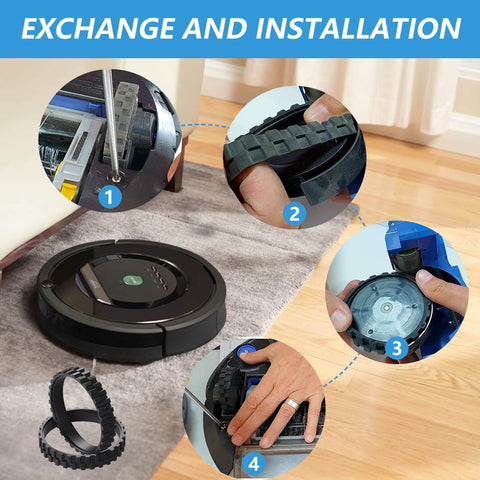Installation of Heavy Duty Roomba Wheel Tires Replacement Kit For Series 500 600 700 800 900 Robotic Vacuums Durable Natural Rubber