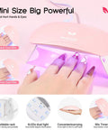 Mini UV lamp included in All-In-One Poly Gel Nail Kit For Beginners With UV Lamp And Slip Solution, ideal for DIY manicure.