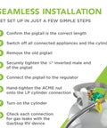Installation steps for RV Propane Hose Extension 18 Inch Stainless Steel Braided Pigtail Hose with Inverted Flare and Elbow