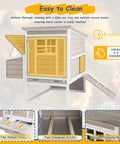 Outdoor Chicken Coop For 2-4 Chickens, Elevated 2-Tier Hen House With 3-Compartment Nest, Slide-Out Tray, Reinforced L-Shaped Frame