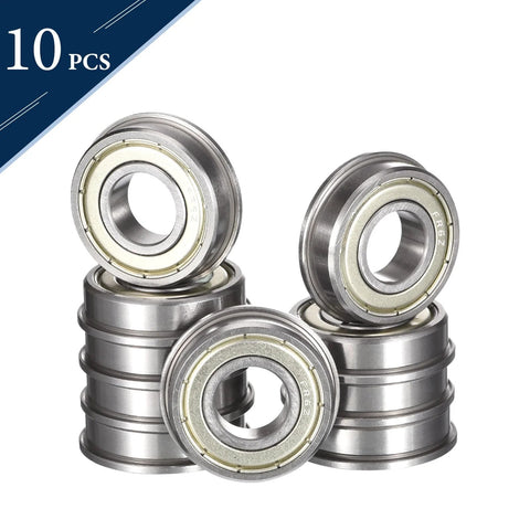Ten chrome steel shielded miniature ball bearings, ID 3/8 in, OD 7/8 in, width 9/32 in