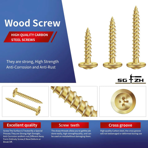 Built Tough Number 8 Half Inch Wood Screws 500 Pack Carbon Steel Truss Head Fasteners close-up view, highlighting anti-corrosion design.