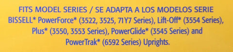 Label showing compatible models for Replacement Vacuum Bags For Bissell Style 7 Vacs Allergen And Odor Eliminating Standard Bag Pack Of Three.