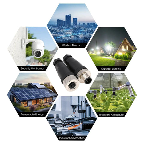Industrial M12 8 Pin Male Connector 12mm A Code IP67 30V 2A in diverse use cases like outdoor lighting and industrial automation