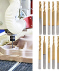 10Pcs Ti-plated 3-flute end mills with round shanks for CNC engraving, milling, drilling
