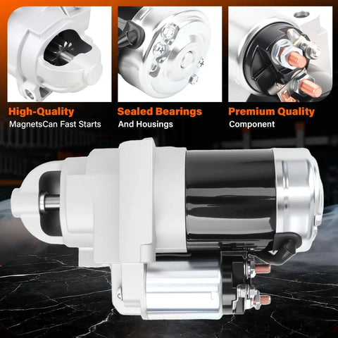 New PMGR Starter Motor SAEJ1171 Replacement For Mercury Marine And Volvo Penta V6 And V8 Engines, featuring durable construction