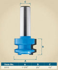 Shop Ready Drawer Lock Router Bit Cuts Knockout Interlocking Joints For Durable Drawers With 1 1 16 Inch Cutting Diameter And 1 4 Inch Shank, top view showing dimensions.