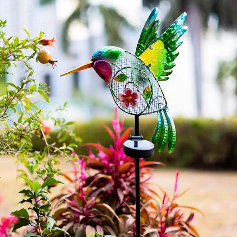 Outdoor Solar Hummingbird Garden Lights For Pathway And Patio, featuring colorful hummingbird design, perfect yard decor