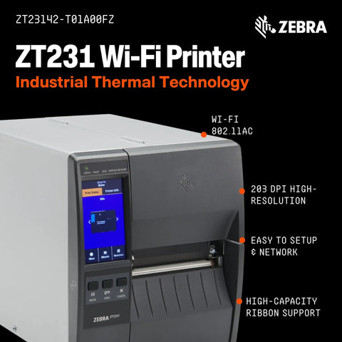 Rugged Compact Thermal Industrial Printer With 4 Inch Width 203 DPI Resolution featuring Wi-Fi and color touch display.