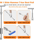 135 Piece Paintless Dent Repair Kit For Cars With T Bar Puller Bridge Puller Golden Lifter And More DIY Car Dent Remover For Door Dings Hail Damage And Body Creases Learn To Fix Scratches At Home With This All In One Auto Body Repair Set, long and short T-bar puller