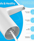 Close-up of 5 Gallon Water Bottle Pump Dispenser With USB Charging showing nozzle and features like food-grade plastic and BPA free.