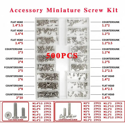 Top Shelf Micro Screw Kit With Dependable Driver Ideal For Glasses Laptops Watches And Electronics Back Covers Rust Proof Precision hardware set with 500 pieces.