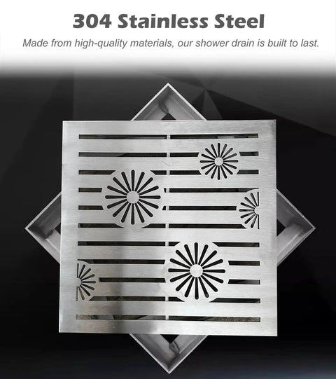 Heavy Duty Sewer Drainage Grate And Base For Large Outdoor Catch Basin Trench Cover Built From Tough 304 Stainless Steel showing a top view design.