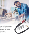 Premium 3400Rpm Air Body Saw File For Metal And Plastic Deburring With NonSlip Grip Plus Safety Actuator Reciprocating Pneumatic Tool in use.