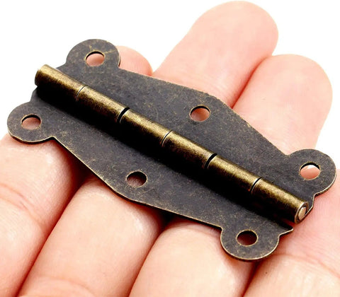 Antique Bronze Decorative Hinges For Wood Boxes And Jewelry Chests, Iron 51x24mm held in hand, heavy duty design