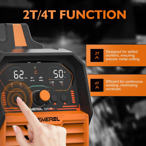 Close-up of All In One Welding Machine 3 In 1 Plasma Cutter TIG Welder And MMA Stick Welder with 2T/4T function and LED display