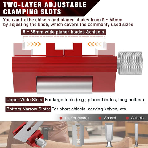 Two-layer adjustable clamping slots for All In One Honing Guide With Whetstone For Woodworking, Upgraded Centering Sharpening Jig.
