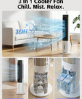 40 Inch Tower Portable Evaporative Cooler With Remote For Indoor Use, Windowless Swamp Cooler showing cooling functions.
