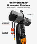 Heavy Duty 11000lb Electric Chain Hoist With Double Chain System And 30ft Lift Height showing limit switch and emergency stop controls.