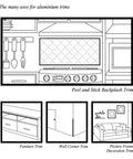 Diagram of 10 Pack 36 Inch Peel And Stick Aluminum Tile Trim For Kitchen Backsplash Edge Decorative Self Adhering Matte Silver