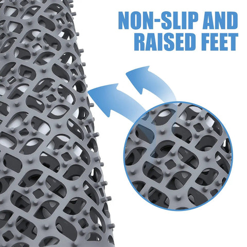 Close-up of Silicone Kitchen Sink Mat With Raised Feet For Left And Right Drains, Non Slip Heat Resistant Grid Protector detail