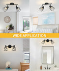 Dope Industrial Track Lighting with two adjustable spotlight heads installed in living room, bedroom, and bathroom settings.