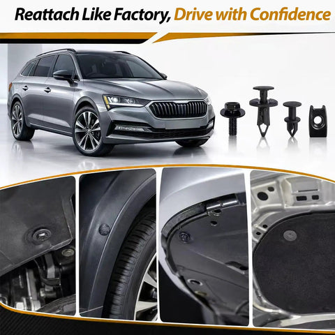 Straight Up Heavy Duty 90 Piece Auto Fastener Kit With Removal Tool Secures Engine Splash Shields Fender Wells And Bumpers Smoothly Rock Solid push clips, metal bolts, and installation details.
