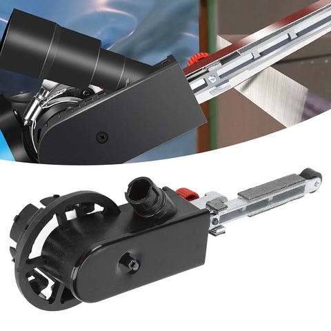 Heavy Duty Belt Grinder Sander For Woodworking Metal Polishing, tool attachment with a 0.5x18 belt and clamping mechanism.