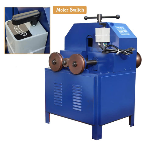 PreAsion Electric Pipe Bender Roller For Round Stainless Steel Tubing with button controls and copper rollers.