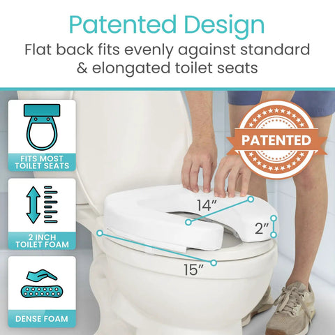 Solid Comfort Universal Toilet Seat Riser Cushion For Seniors Helping Hip Knee Pain Relief Elevated Bathroom Seat No Fuss Setup Thick Padding Makes Every Sit Stand Transfer Smooth Stress Free Daily Essential Aid