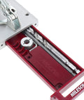 Pocket Hole Jig 400 Self Clamping Kit With Adjustable Bushing Blocks And Two Three Eighths Drill Guides visible from top view