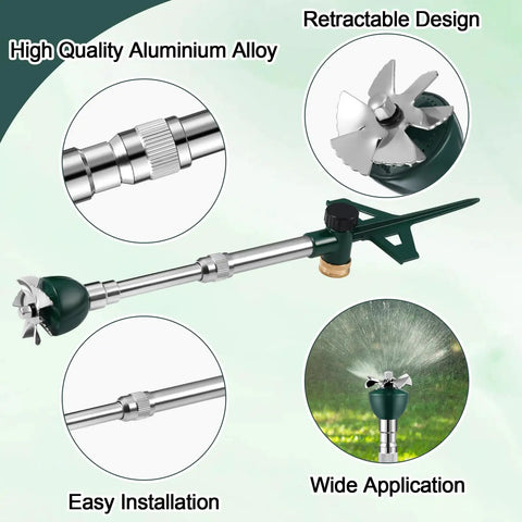 Dual Pack Garden Lawn Sprinklers For Yard Big Coverage Tall Above Ground Metal Water Sprinkler System With Brass Impact Nozzles