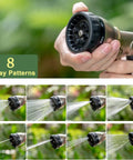 Heavy Duty Garden Hose Nozzle With All Metal Die Cast Zinc Alloy Build, 8 Adjustable Spray Patterns, High Pressure Sprayer in use