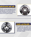 Two Piece Wheel Bearing And Hub Assembly 512460 For Ford Explorer 2011 2018 And Police Interceptor Utility 2013 2018 Front Or Rear 5 Lug With ABS Drop In Ready Direct Replacement Premium Quality Set showing front and back views