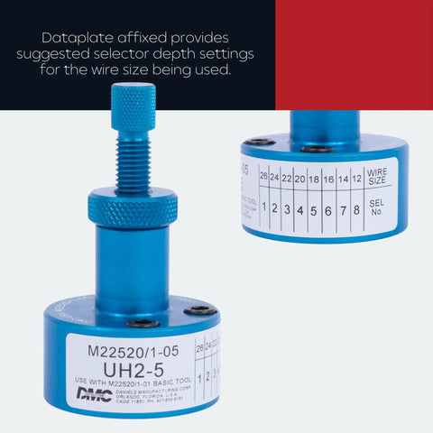 Universal Positioner Head UH2-5 For Precise Crimping Of Machined Contacts With AF8, Compatible With M22520/1-05, Adjustable 26-12 AWG