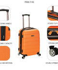 Rockland Melbourne orange hardside expandable carry-on luggage with telescoping handle and four spinner wheels