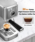 Premium Espresso Coffee Machine With Steam Wand For Cappuccino And Iced Cold Brew Barista Level shot pulling espresso.