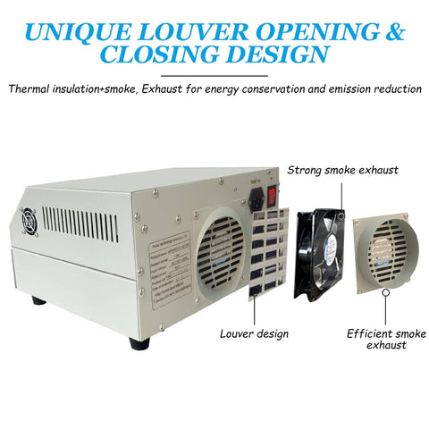 Powerful 800W Reflow Oven With Infrared Heater Soldering Station showing louver and smoke exhaust design