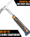 14oz Forged Steel Welding Chipping Hammer For Pros With Dual Ended Pointed And Flat Ends Heavy Duty Slag Removal Tool