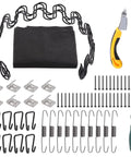 63-Piece Sofa Upholstery Spring Replacement Kit with 15.7 inch springs, nails, clips, tools, and fabric displayed