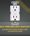 Front view of 15 Amp GFCI Outlets 3 Pack With LED Indicator And Self Test Non Tamper Resistant Duplex Receptacles