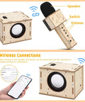 Karaoke STEM Kit For Kids 8 12 Build Your Own Bluetooth Speaker And Microphone DIY Electronics Toy For Boys And Girls Hands On Science Fun Learn By Making A Mini Karaoke Machine Great Birthday Gift 9 10 11 12, wooden speaker and mic parts