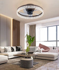 WAZYKJMDXX Ceiling Fan with Light 20 Inch Handheld Remote 6 Speeds Modern in stylish living room with cozy seating.