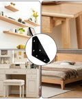 Rock Solid Triangle Shelf Brackets 90 Degree Corner Support, Slick Black Finish for stabilizing desks and shelves, easy installation.