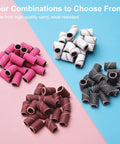Four color variations of sanding bands from 190 Piece Nail Drill Sanding Bands And Drill Bits Kit With 80 120 180 And 240 Grits