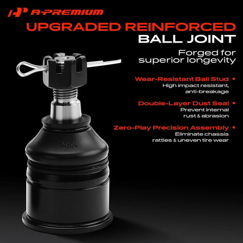 Front Lower Ball Joint Replacement For Honda Civic 1992 To 2000, Civic Del Sol 1993 To 1997, CR-V 1997 To 2001, Acura EL 1997 To 2000, Integra 1994 To 2001, Heavy Duty Suspension Part For A Smooth Tight Ride., black reinforced ball joint with dust boot and threaded stud